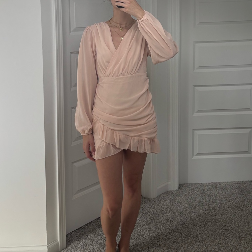 Double Crazy Chiffon pink Mini dress